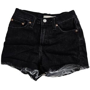 Levi's Women's 25 Black Denim Jeans High Rise Shorts Raw Hem‎  24"x3" Inseam